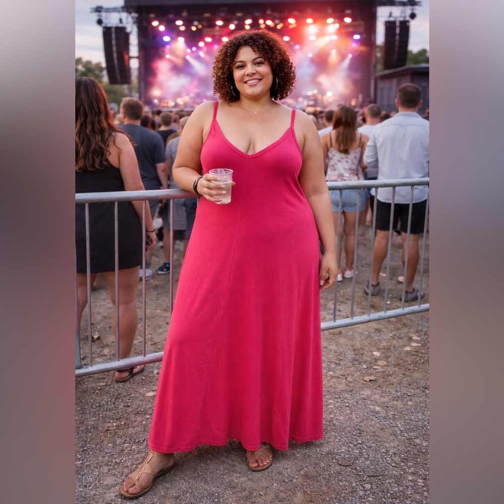 Brand New Fuchsia V Neck Maxi W/Pockets Various color slightly may vary - Picture 13 of 13